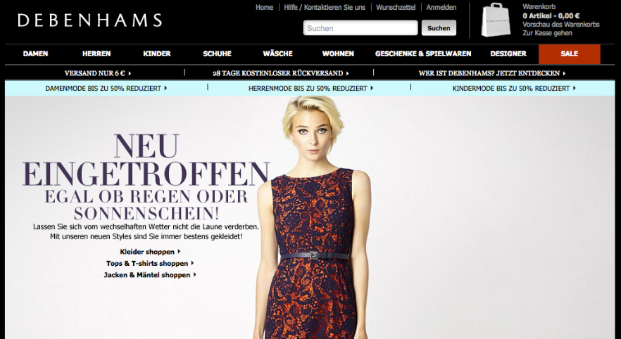 Designermode bei Debenhams