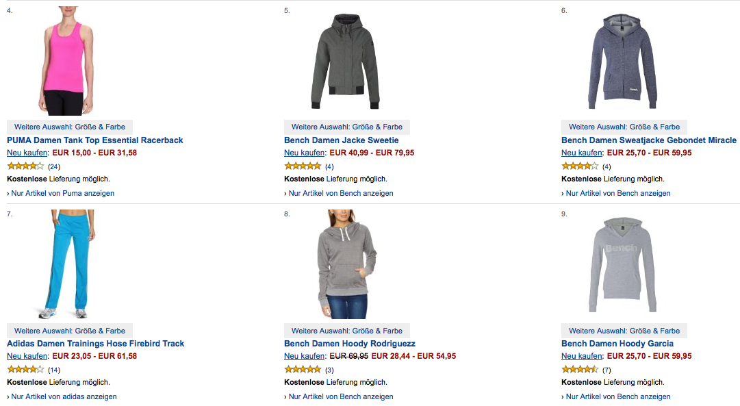 Sportswear bei Amazon